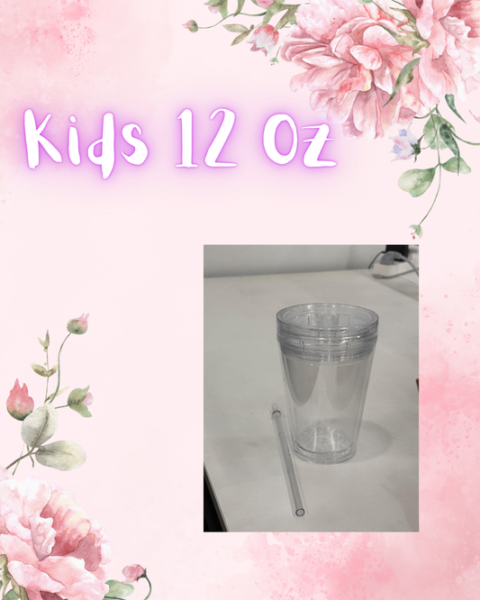 Kids !2 Oz Double Lid Tapered Snow Globe Tumbler