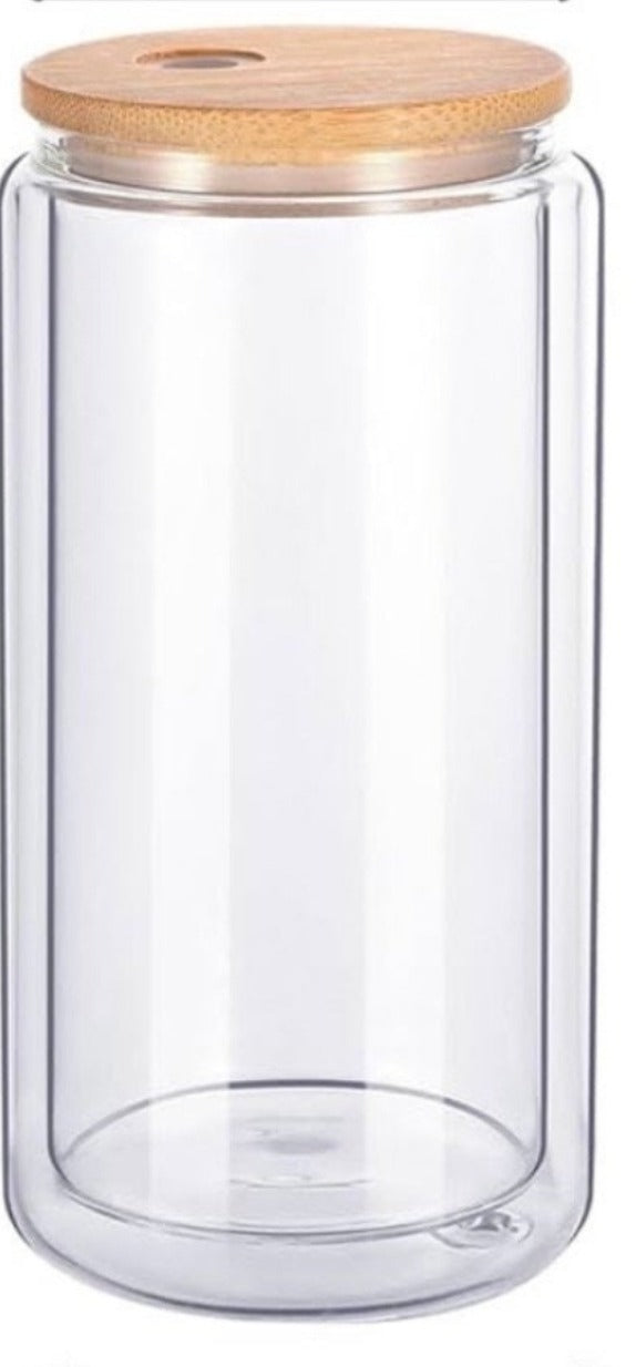 16 Oz Glass Libby With Bamboo Lid